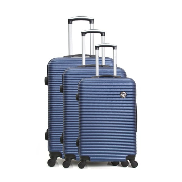 Комплект от 3 сини куфарчета за пътуване на колела Vanity - Bluestar
