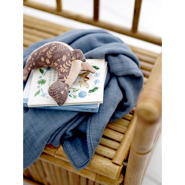 Тъмно синьо памучно бебешко одеяло 100x80 cm Muslin - Bloomingville Mini-image-2