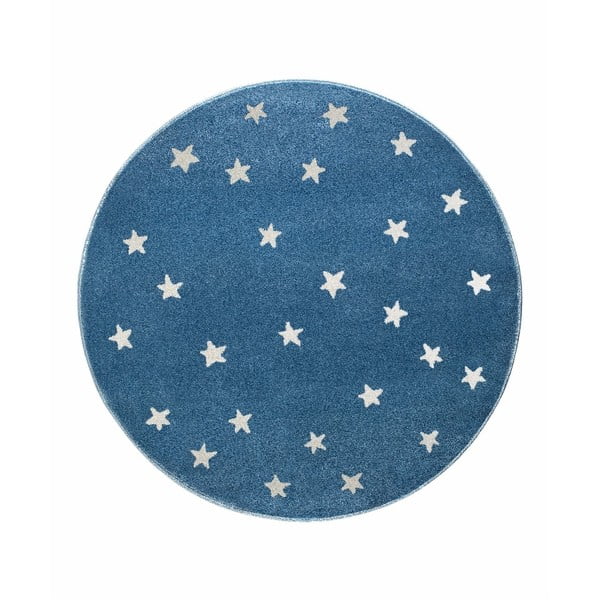 Син кръгъл килим с лазурни звезди, ø 100 cm - KICOTI