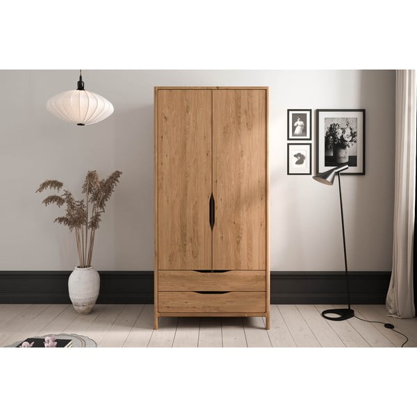 Гардероб от масивен дъб естествен 96x188 cm Twig – The Beds-image-1