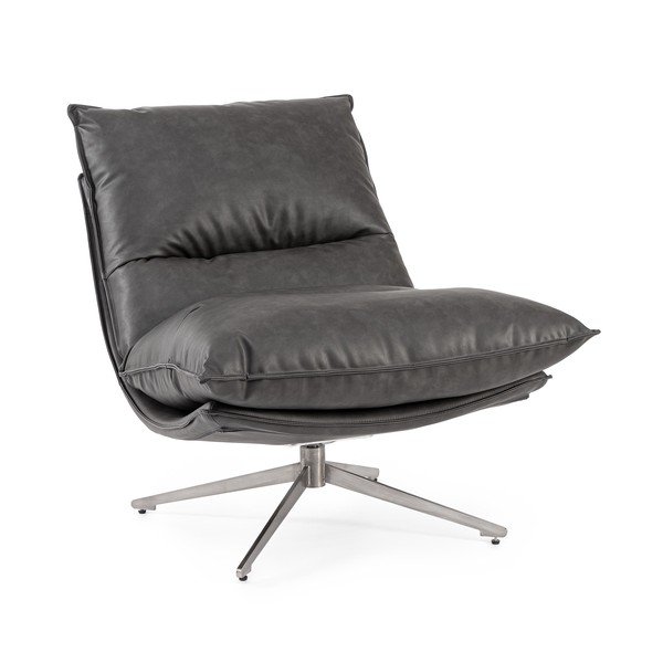 Тъмносиво кресло с място за съхранение от изкуствена кожа Alanez – Bizzotto