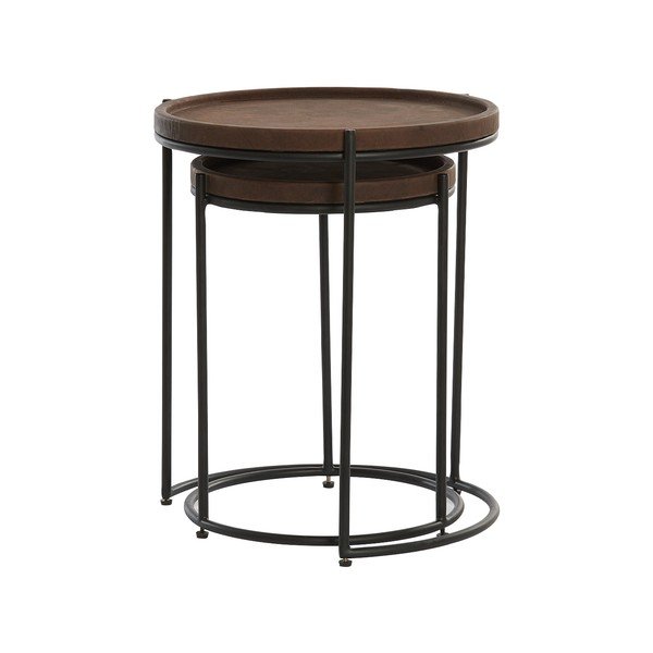 Кръгли странични масички от кожа в комплект от 2 бр. ø 53 cm Jairo - Light & Living-image-2