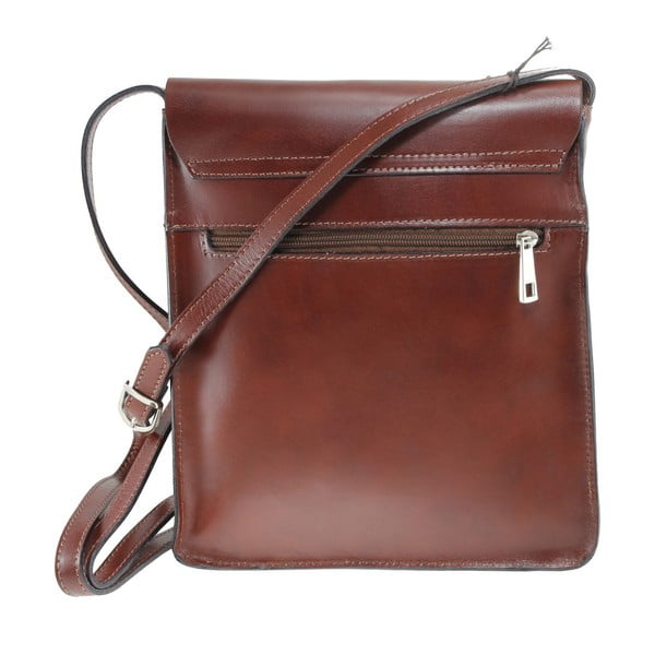 Hnědá kožená kabelka Chicca Borse Valeria-image-1