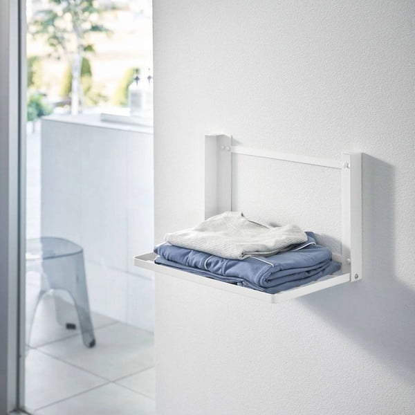 Стенен стоманен рафт за баня в матово бял цвят Tower – YAMAZAKI-image-2