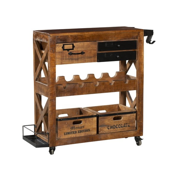 Шкаф за вино от масивно манго в естествен цвят брой бутилки 5, 100x92x30 cm Ravi – Interia Home & Living