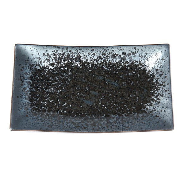 Черно-сива керамична чиния за сервиране Pearl, 33 x 19 cm Black Pearl - MIJ