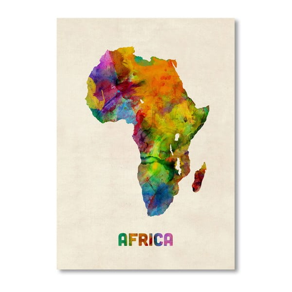 Plakát s pestrobarevnou mapou Afriky Americanflat Art, 60 x 42 cm
