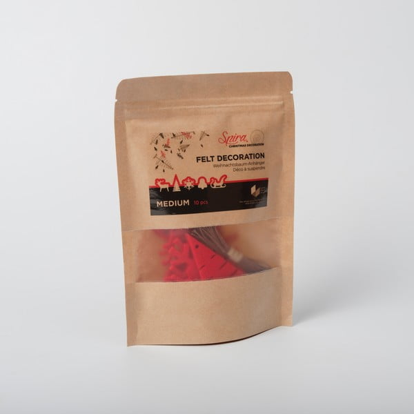 Комплект от 10 червени коледни декорации от филц - Spira-image-4