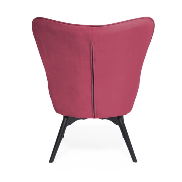 Růžovočervené křeslo a podnožka s podnoží v černé barvě Vivonita Cora Velvet-image-3