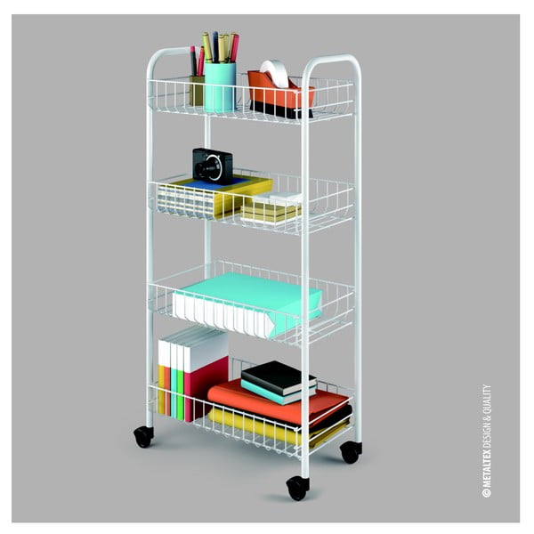 Бял метален подвижен рафт 41x84 cm Pisa - Metaltex-image-2