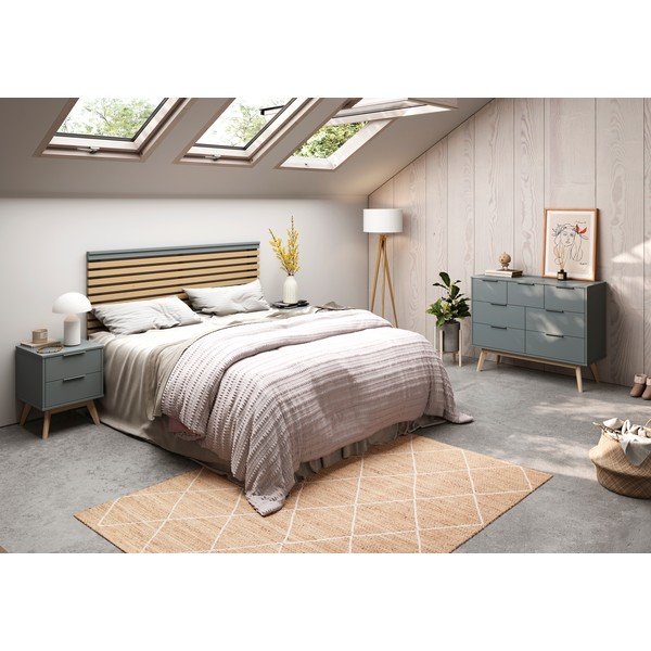 Табла за легло от декор от бор в естествен цвят/сиво-зелена 146x100 cm Pisco – Marckeric-image-1