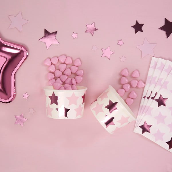 Комплект от 8 хартиени чаши Little Star Pink - Neviti