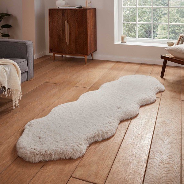 Кремава синтетична пътека 60x180 cm Super Teddy – Think Rugs-image-1