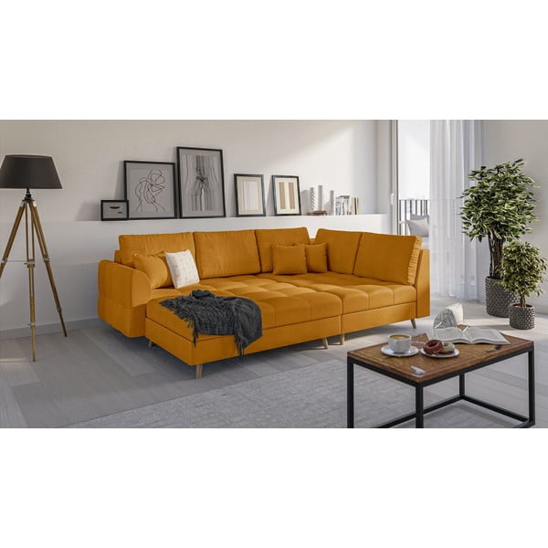 Табуретка за крака в цвят горчица Ariella - Ropez-image-3