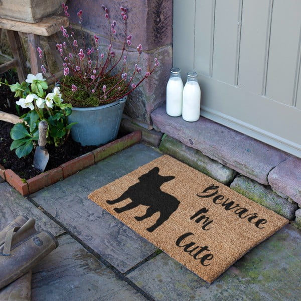 Изтривалка от кокосови влакна 40x60 cm Beware I'm Cute French Bulldog – Artsy Doormats-image-3