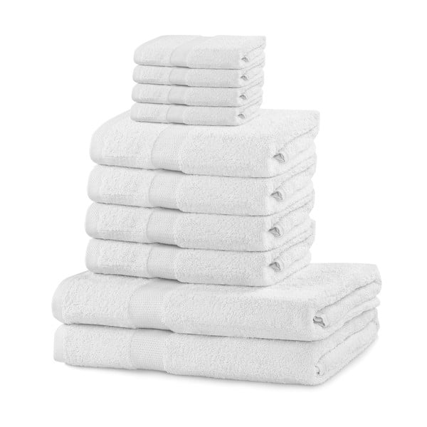 Бели памучни кърпи и хавлии за баня в комплект от 10 броя Evita - DecoKing