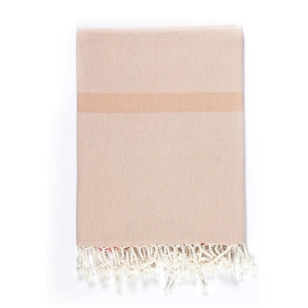 Бежово-розова кърпа за баня от памучна смес Cotton Collection Line Beige Pink, 100 x 180 cm - Kate Louise