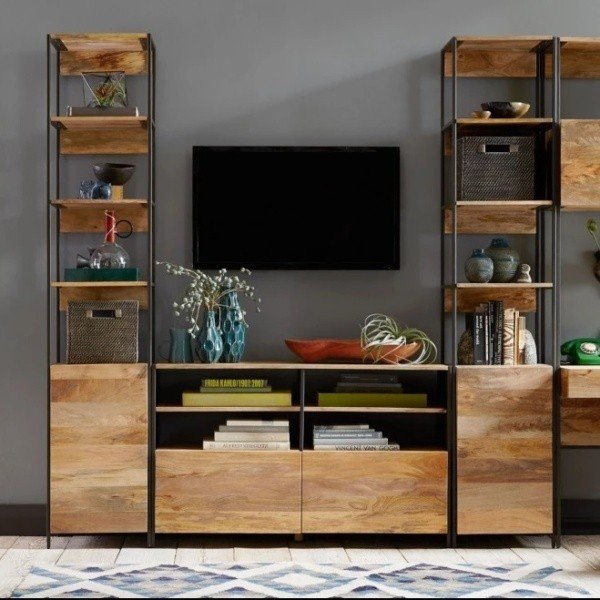 Библиотека за книги от масивна мангова дървесина Jenny, ширина 45 cm - Massive Home-image-1