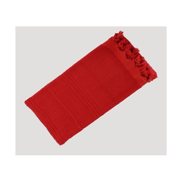 Červená ručně tkaná osuška z prémiové bavlny Homemania Turkish Hammam, 90 x 180 cm