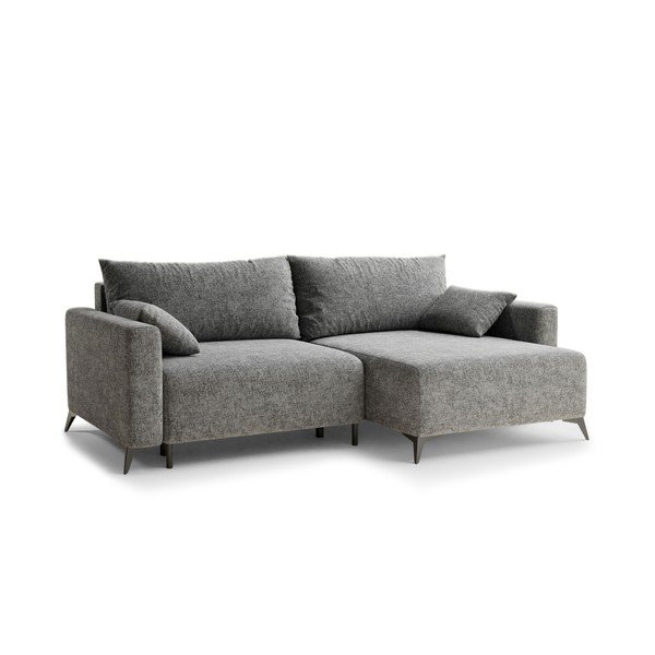 Сив шенилов сгъваем/с място за съхранение ъглов диван (десен ъгъл) Leon – Maison de Rêve