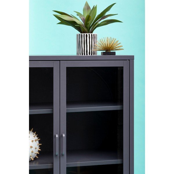 Сива стоманена витрина 75x150x35 cm Acier – Premier Housewares-image-2