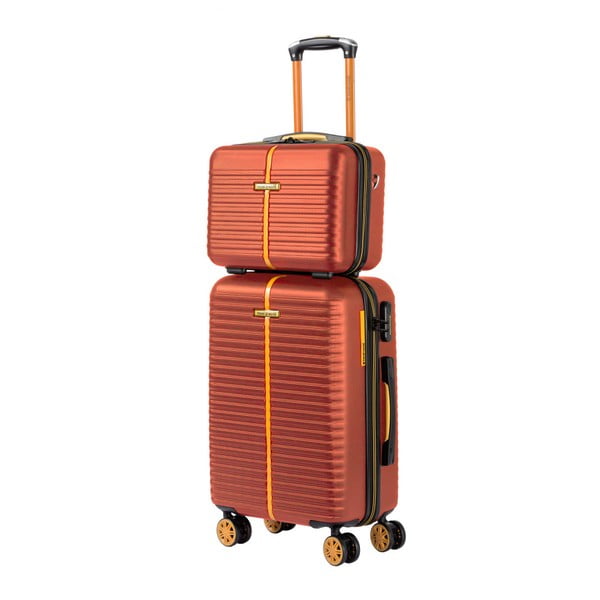 Set červeného kosmetického kufříku a kufru na kolečkách Travel World