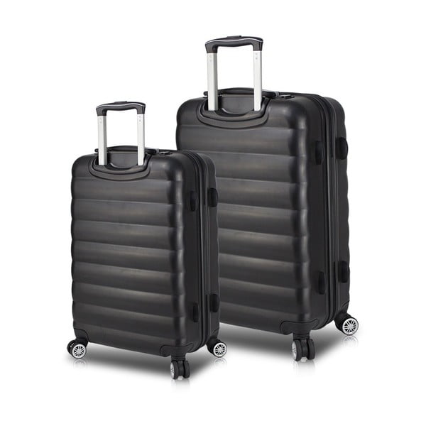 Комплект от 2 черни куфара за пътуване на колелца с USB портове My Valice RESSNO Cabin & Medium - Myvalice