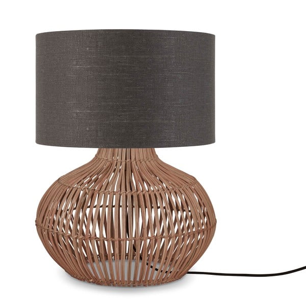Настолна лампа с текстилен абажур в тъмно сиво-натурален цвят (височина 48 cm) Kalahari - Good&Mojo