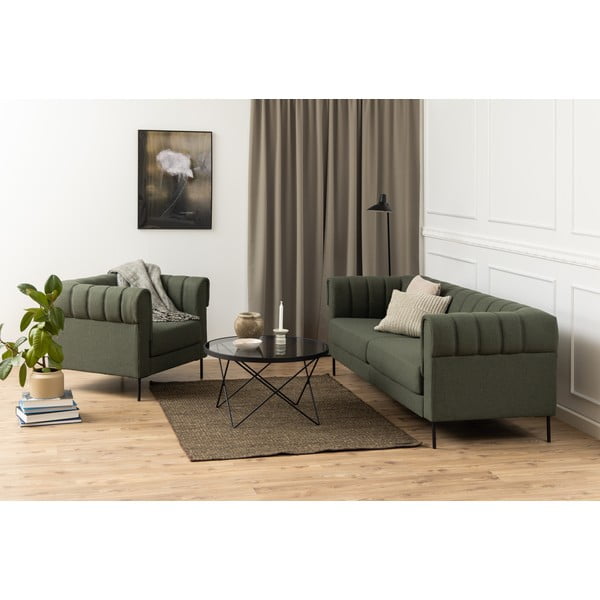 Черна масичка за кафе със стъклен плот ø 80 cm Cuxton - Actona-image-4