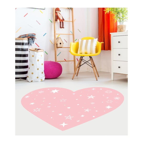 Růžový dětský koberec Floorart Heart, 128 x 150 cm