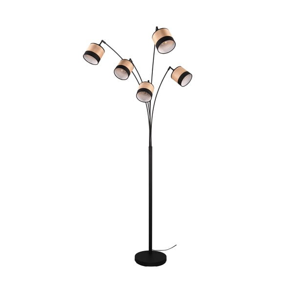 Подова лампа в черен и естествен цвят (височина 200 см) Bolzano - Trio
