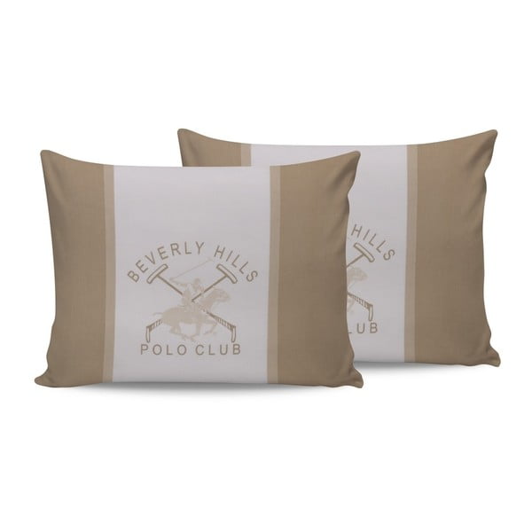 Комплект от 2 памучни калъфки за възглавници Polo Club Beige, 50 x 70 cm - Beverly Hills Polo Club
