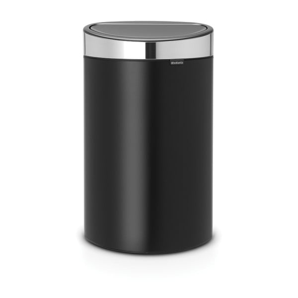 Черно кошче за отпадъци от матирана стомана с покритие FPP Touch Bin, 40 л - Brabantia