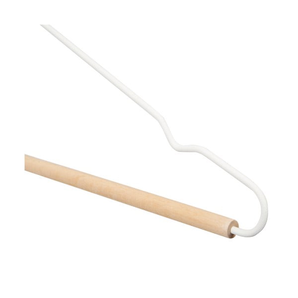 Комплект от 2 бели закачалки за дрехи с дървени детайли Матирани - Compactor-image-4