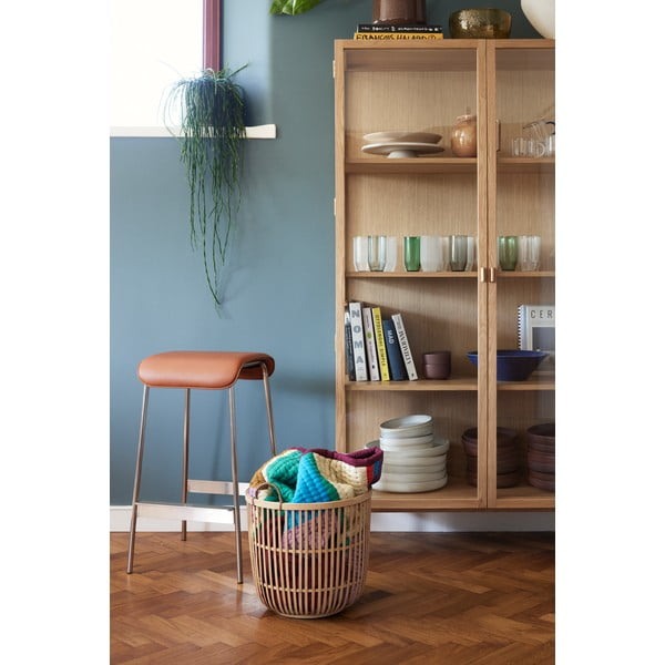 Тапицирани бар столове в комплект 2 бр. в цвят кафяв коняк/в сребрист цвят (височина на седалката 75 cm) Avenue – Hübsch-image-4