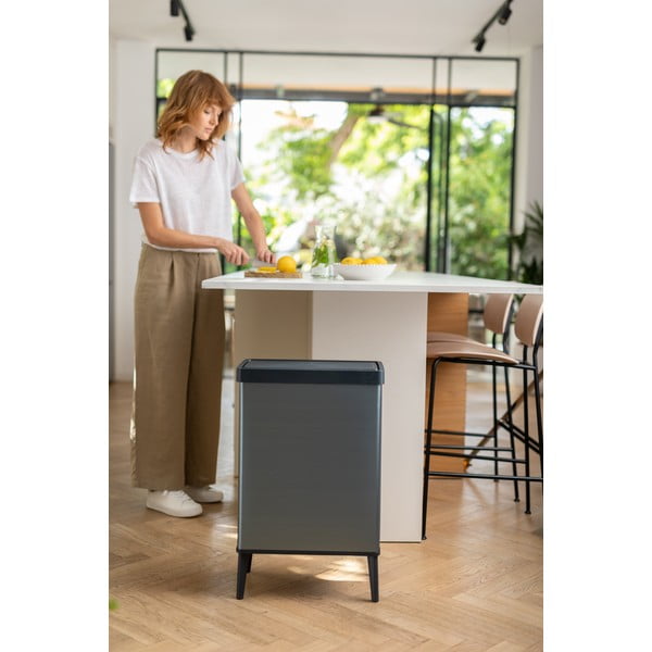 Сиво кошче за боклук с отваряне с докосване от рециклирана пластмаса 54 l Verto High – Curver-image-3