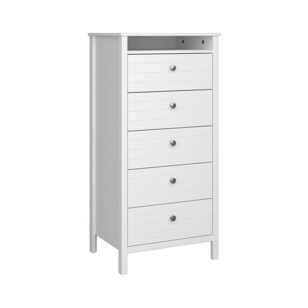 Бял тесен скрин с 5 чекмеджета New York, височина 120 cm - Steens-image-1