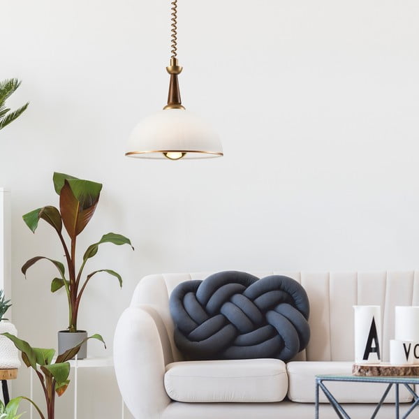 Висящо осветително тяло в златист и тъмнокафяв цвято със стъклен абажур ø 30 cm Ciara – LAMKUR-image-1