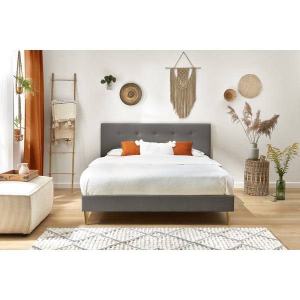 Антрацит тапицирано двойно легло с решетка 180x200 cm Rory - Bobochic Paris-image-4