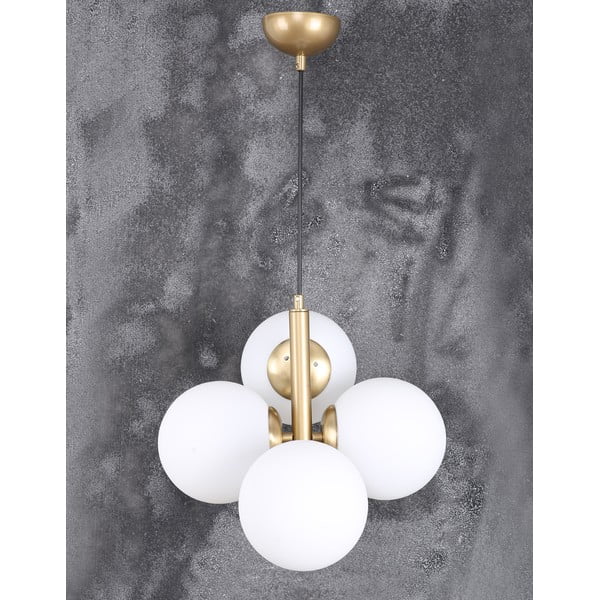 Висяща лампа със стъклен абажур в златисто и бяло ø 15 cm Forte - Squid Lighting-image-4