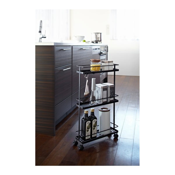 Черен метален подвижен стелаж 38x66 cm Tower – YAMAZAKI-image-1