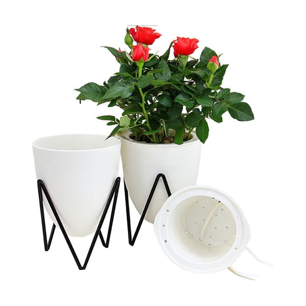 Бяла самонапояваща се саксия , ø 19 cm Poppy - Tomasucci-image-3