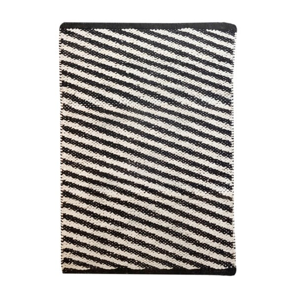 Черно-бял памучен ръчно тъкан килим Pipsa Diagonal, 140 x 200 cm - TJ Serra