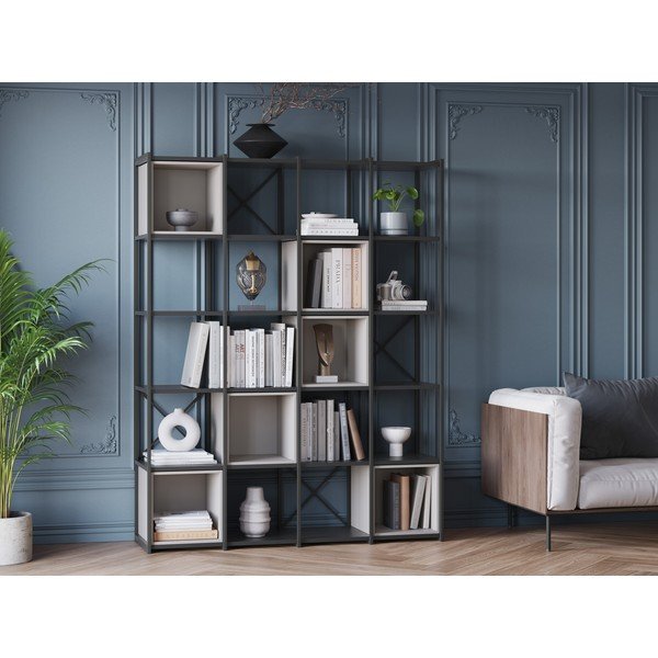 Черно-кремава библиотека 140x179 cm Anya – Marckeric-image-1