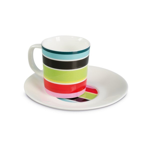 Set šálku a podšálku Remember Stripy, 75 ml
