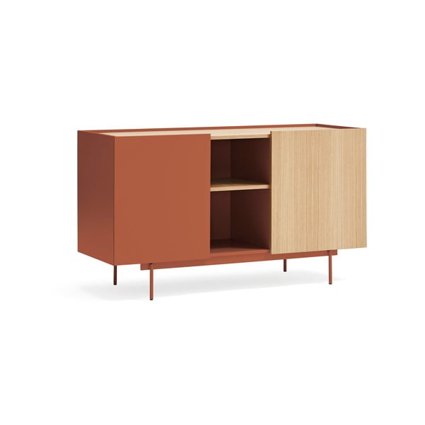 Нисък скрин в цвят тухла и естествен дъб 130x78 cm Otto - Teulat-image-1