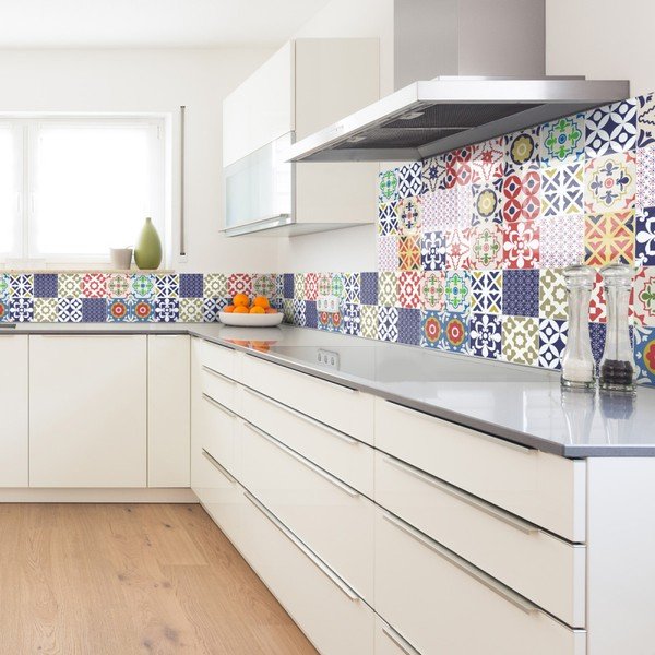 Комплект от 30 стикера за стена Стикери за стена Циментови плочки Azulejos Vinito, 15 x 15 cm - Ambiance-image-3