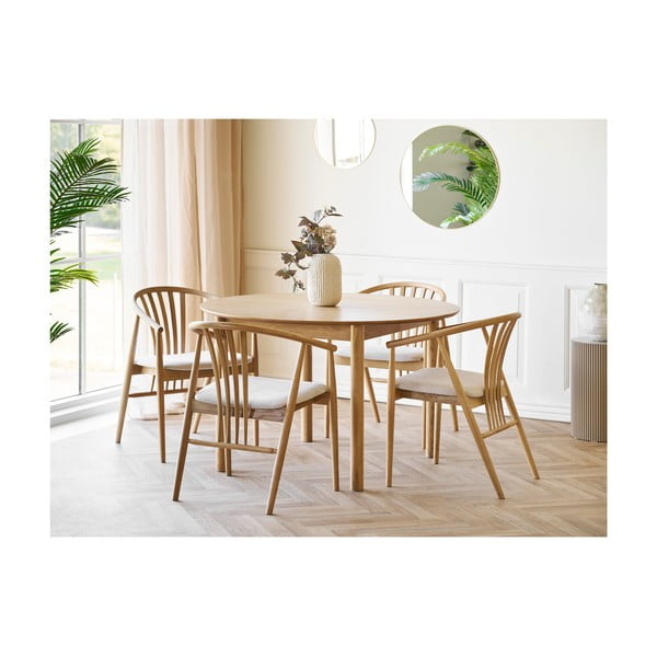 Трапезен стол с подлакътници от масивен дъб в естествен цвят Agustin – House Nordic-image-4