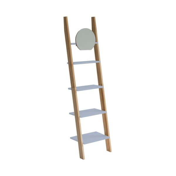 Ashme Ladder светлосива дървена етажерка с огледало - Ragaba