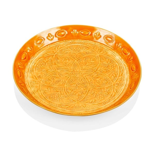 Жълта ръчно кована чиния за сервиране Duggal, ⌀ 42 cm - The Mia